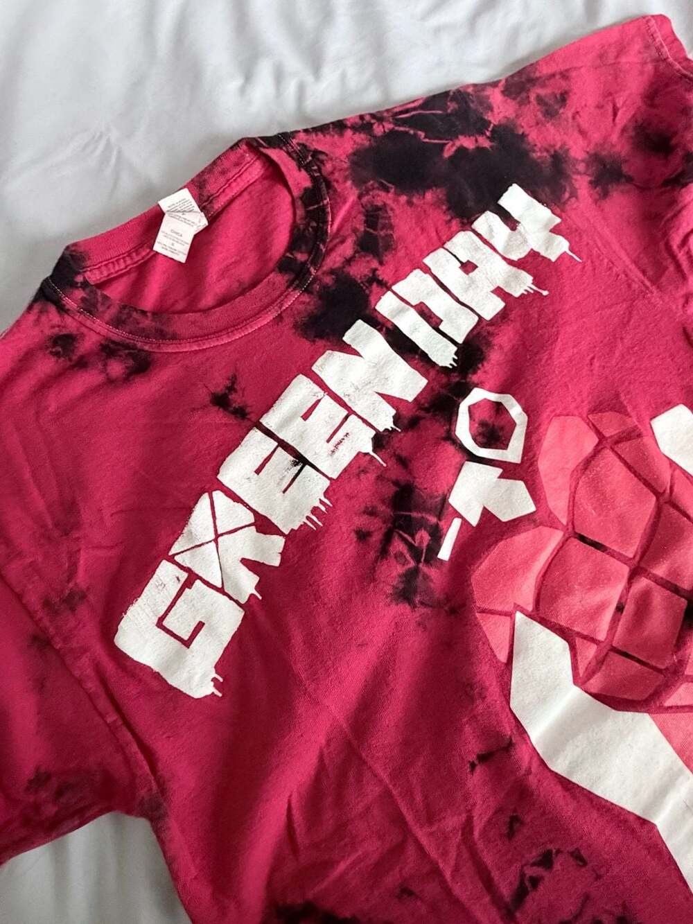 Green Day American Idiot Heart Grenade Red Black Tie-Dye Band T-Shirt Small